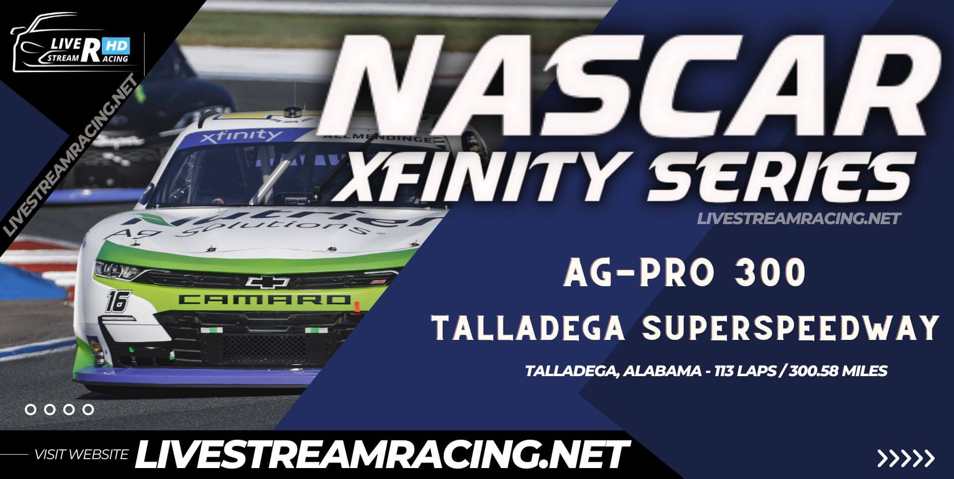 Ag-Pro 300 Nascar Xfinity Series Live Stream 2023 at Talladega